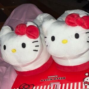 Hello Kitty Red & White Plush Indoor Slippers
